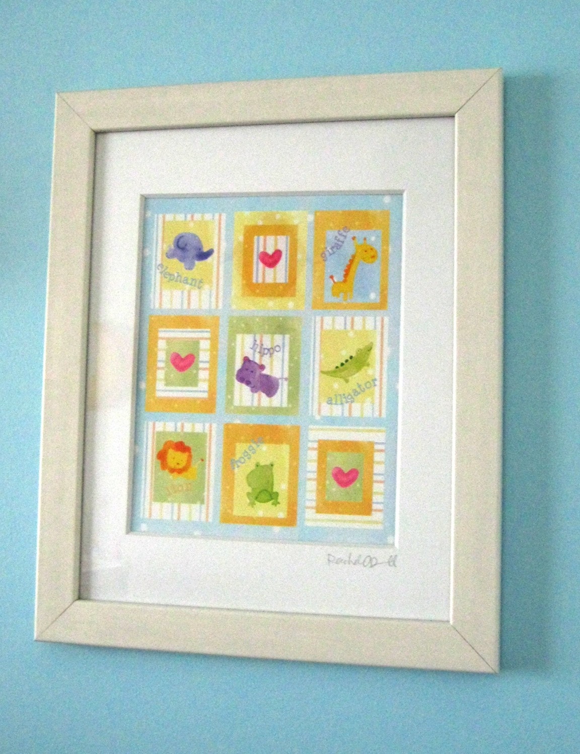 Wall Art for Baby, Zoo Friends Framed