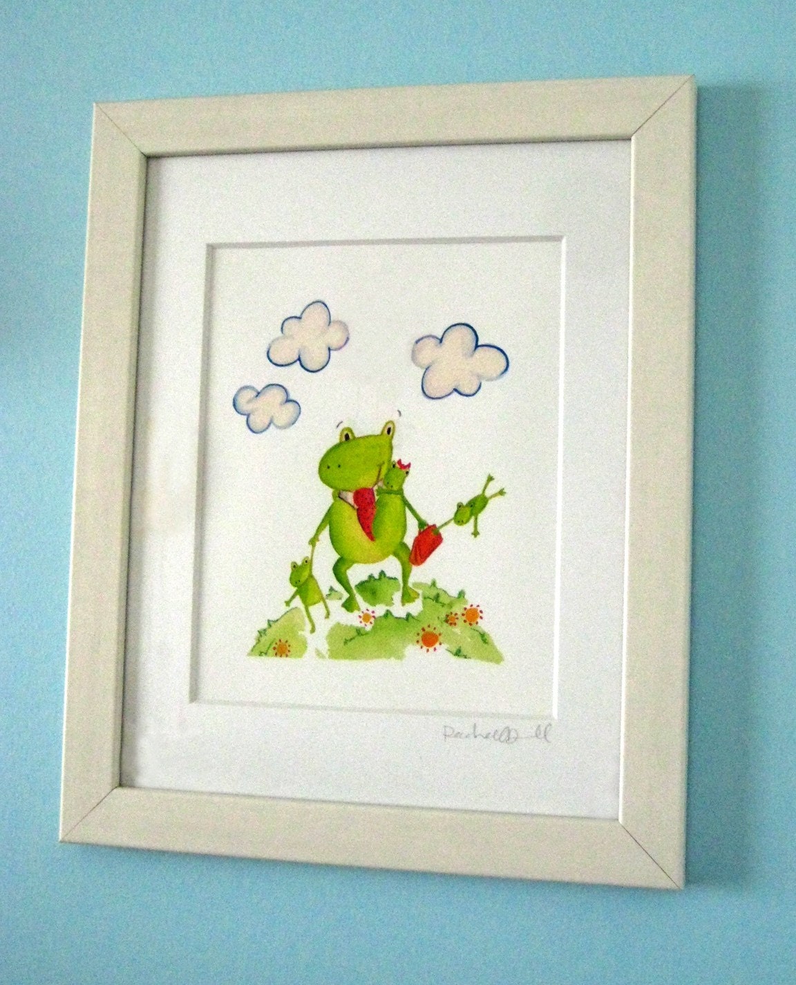 Wall Art Print, Frog Family Framed