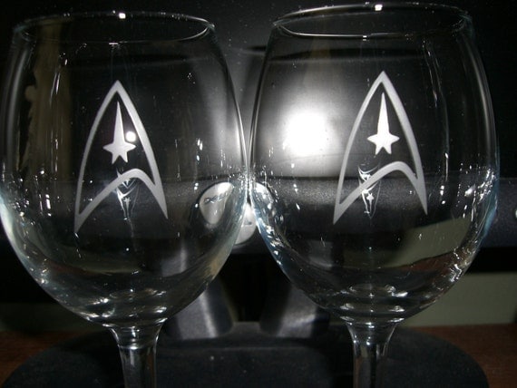 Set Of 2 Star Trek Wine Glasses