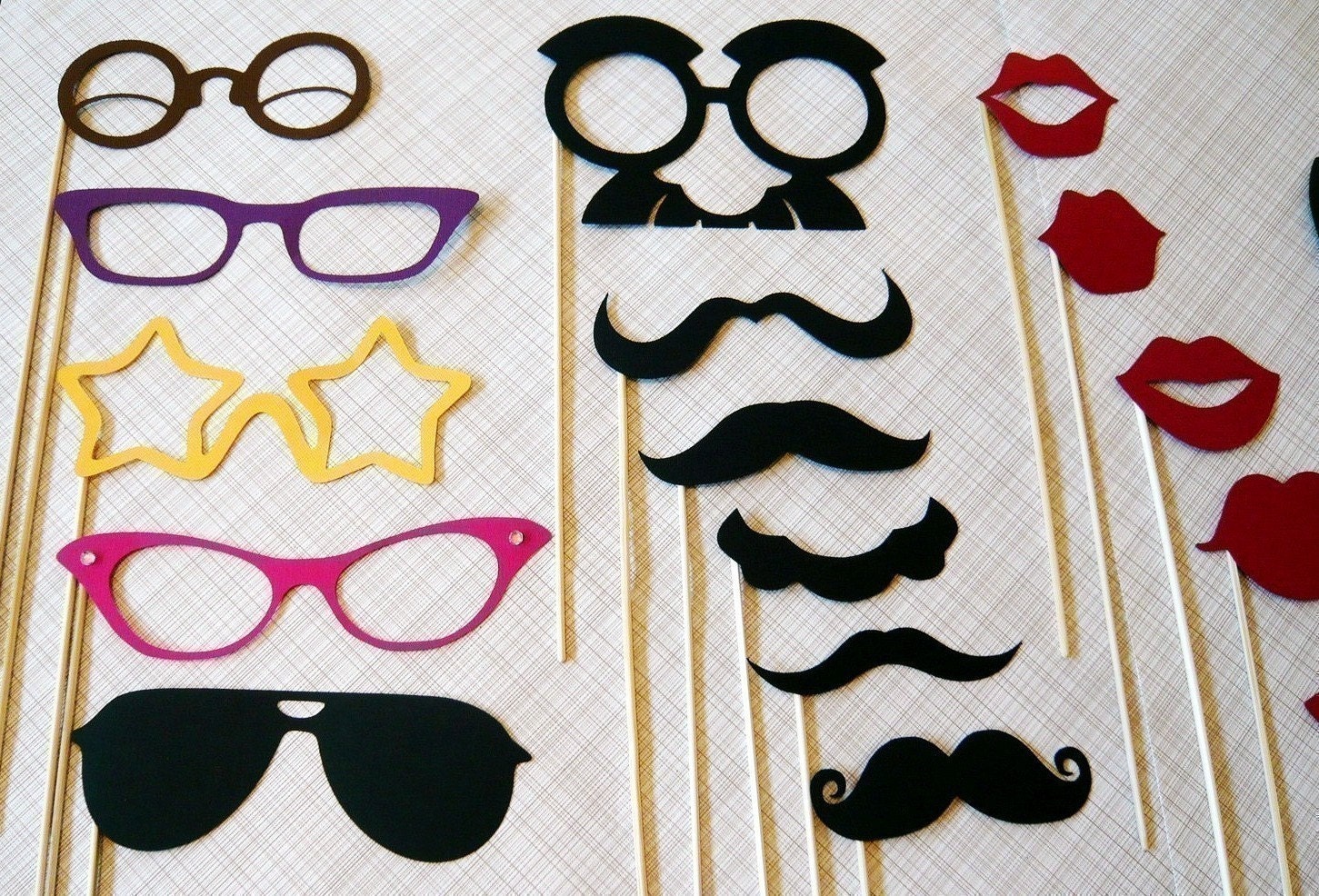 Photo Booth Photo Props. Photobooth. The Ultimate Party on a Stick Kit - Mustache on a stick. Weddings. Parties. Birthdays.