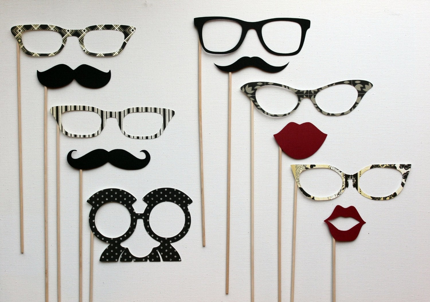 Photo booth Props on a Stick - The  Black Tie Affair