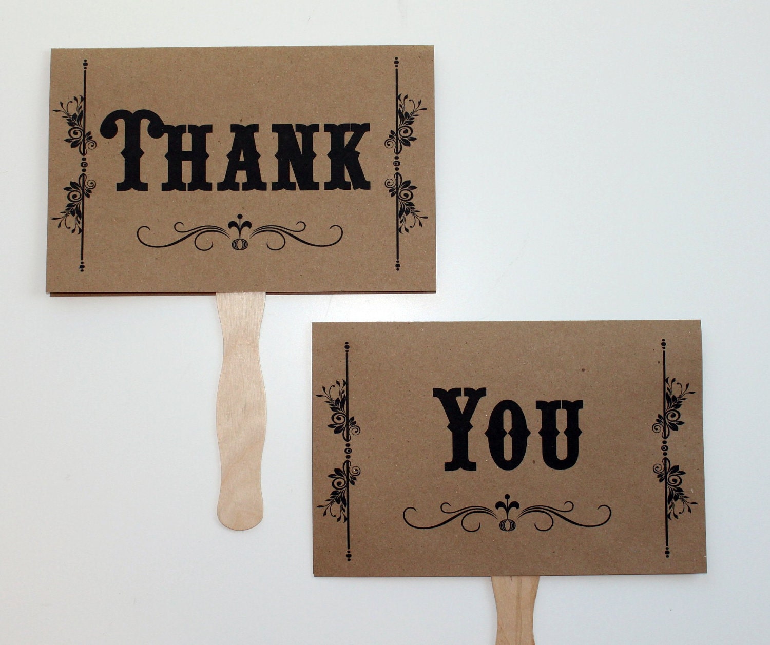 Thank You and Mr. and Mrs. Kraft Double Sided Paddle Signs . Fan