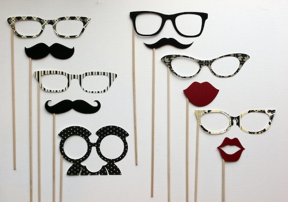 Photo booth Props on a Stick - The  Black Tie Affair