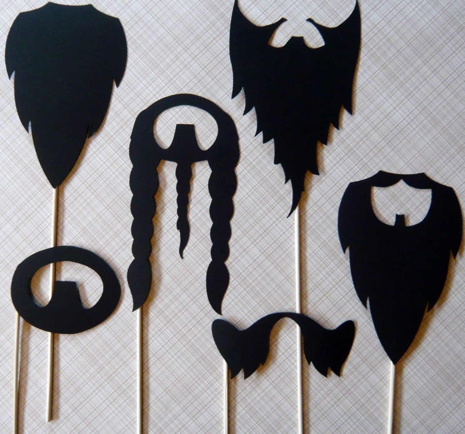 Photobooth Props. Photo Props. Beard Me - Set of Six Beards on a Stick