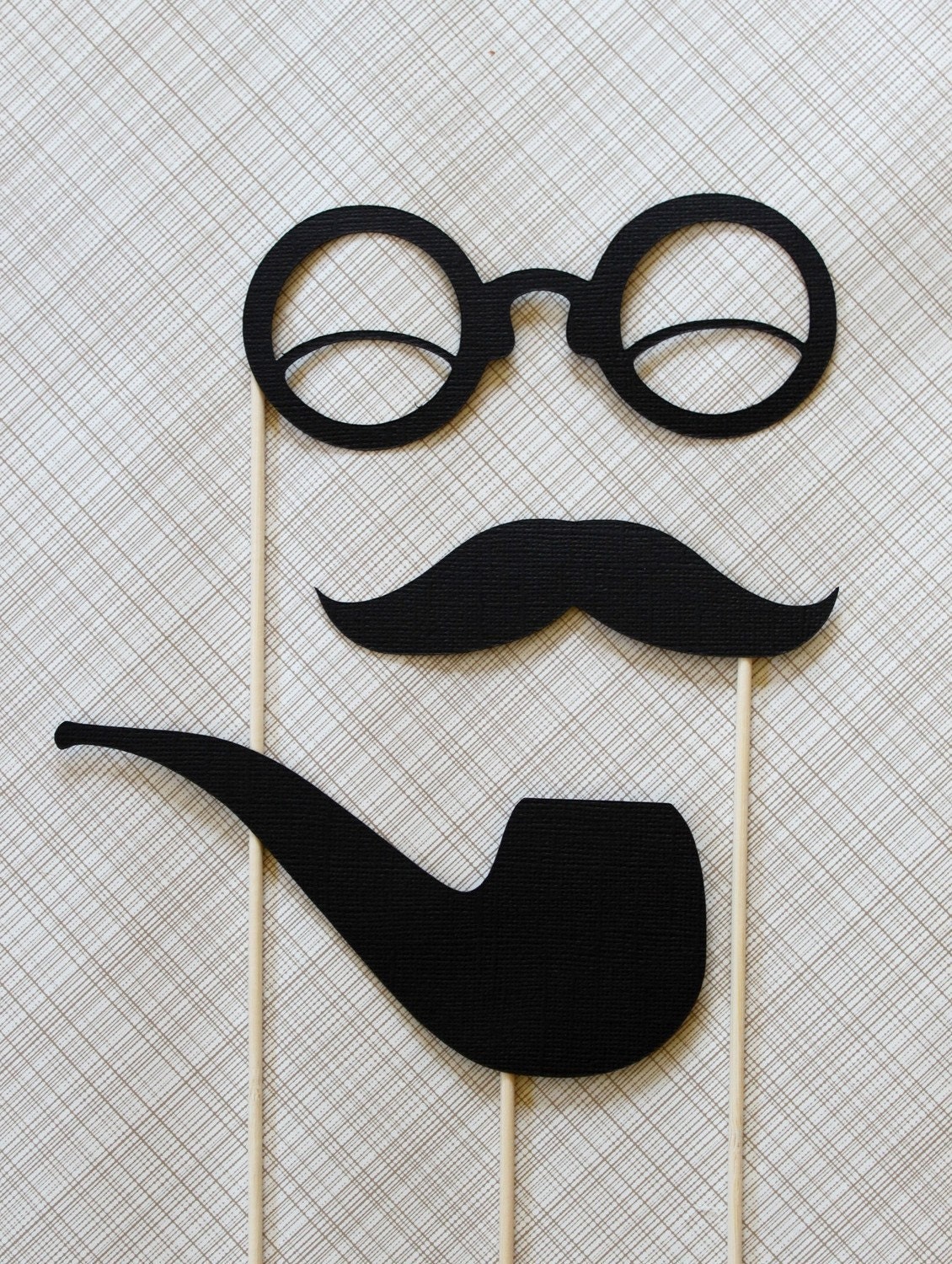 Smoking Hot Gent - Black Pipe, Mustache, Glasses on a Stick Set