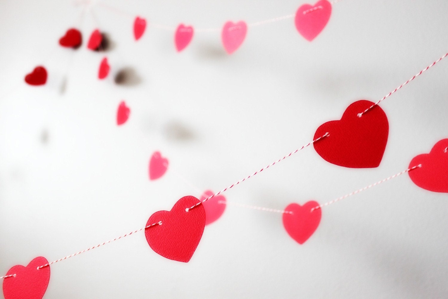 Love Abound - Photo Booth Prop. Photo Prop - One Heart Garland - 10 Feet Total