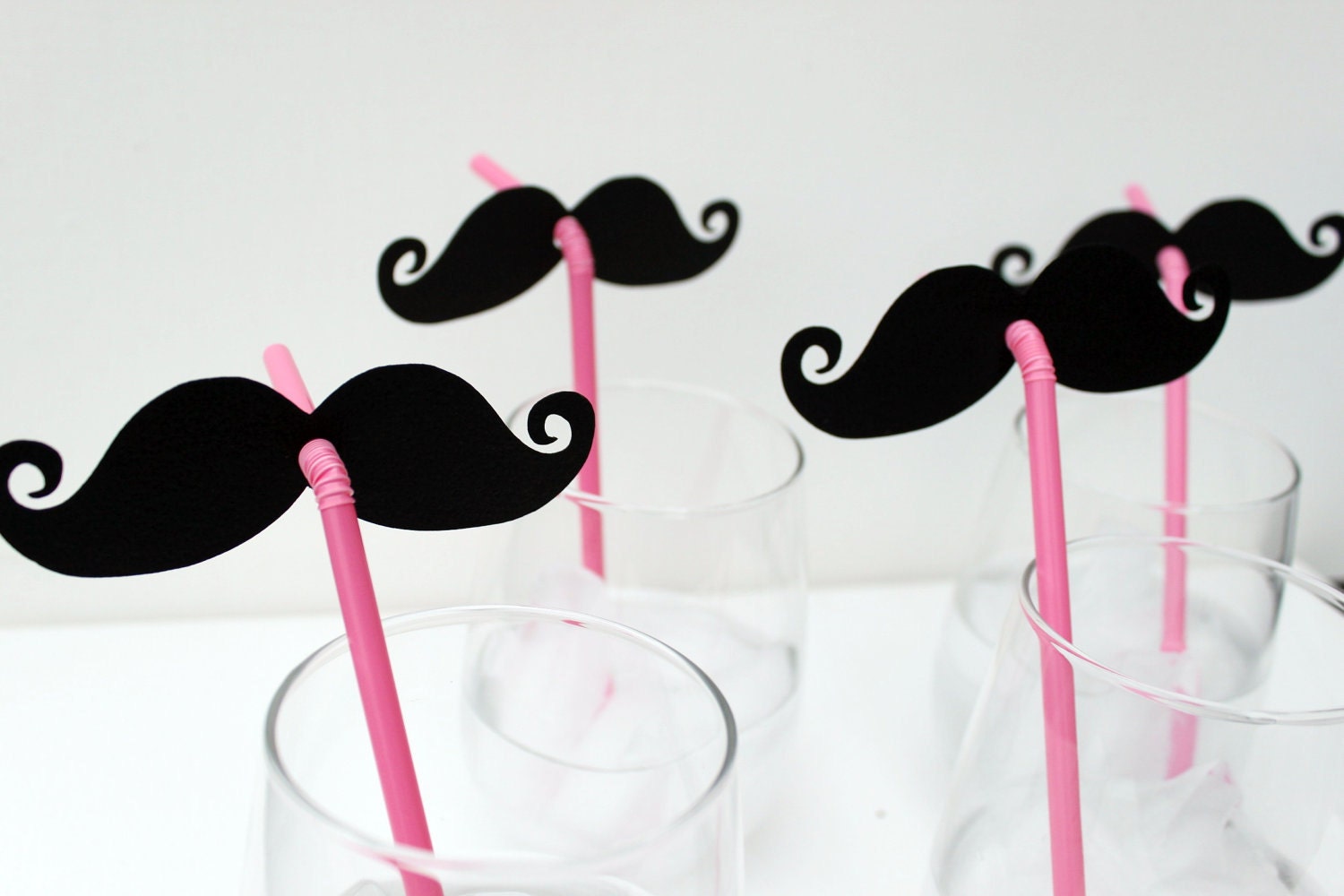 Photo Booth Props (8) EIGHT Mustache and Pink Straw Photo Props