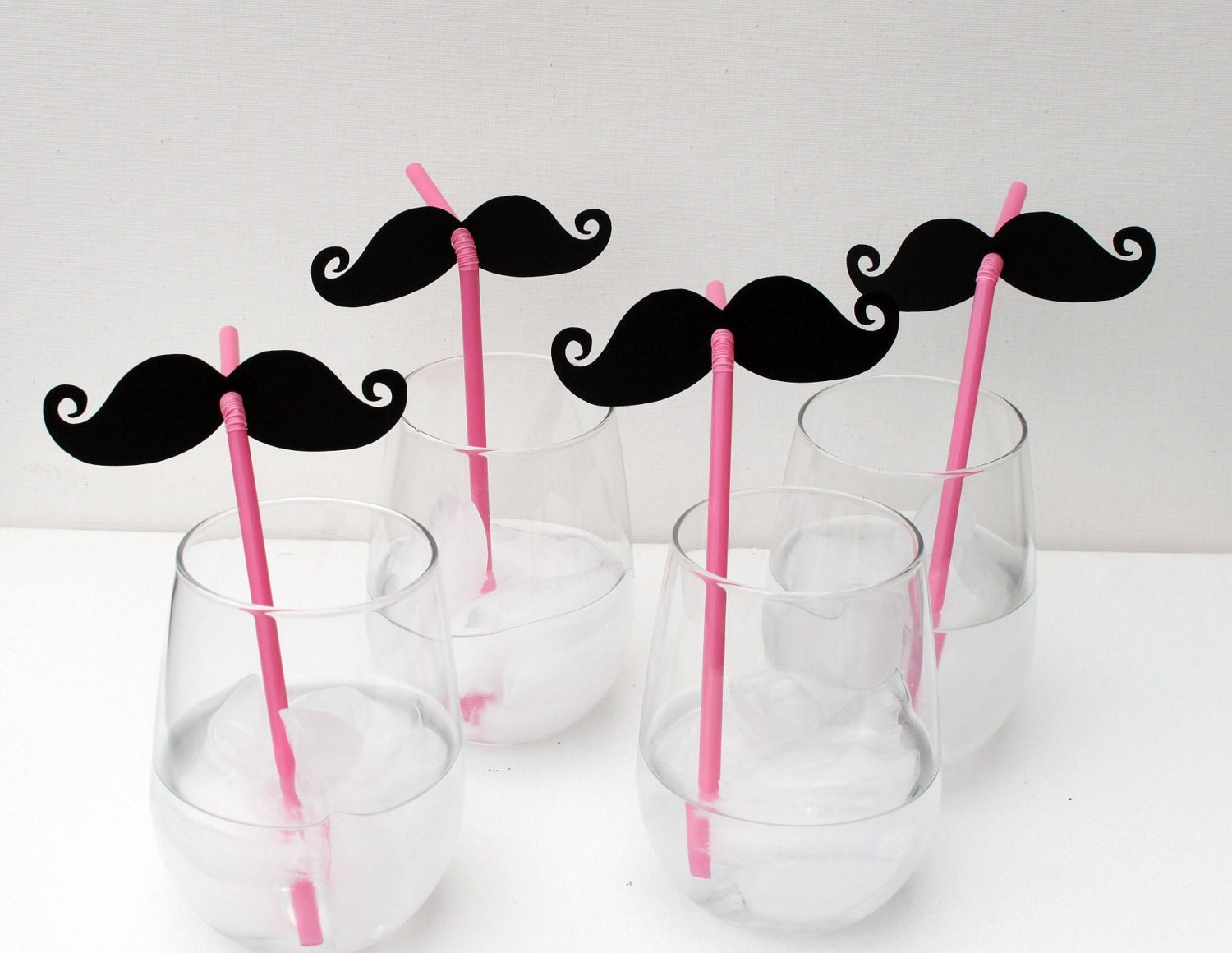 Custom Listing for brendamcna - 6 Mustache and Pink Straws and 6 Lip and Black Straws