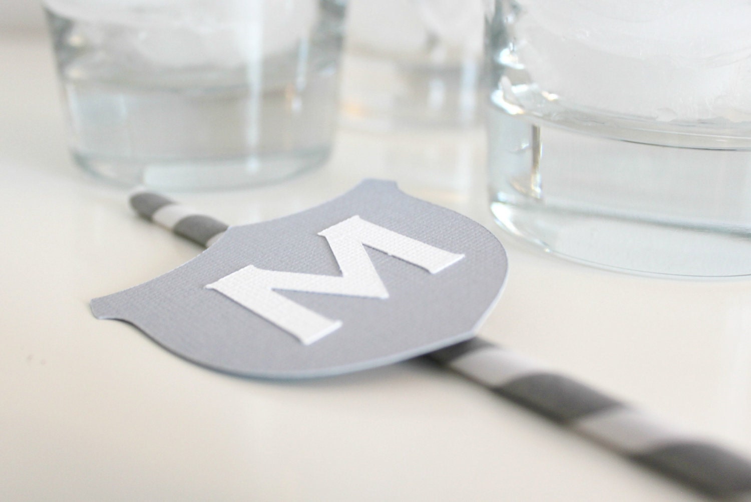 Party Decor. Wedding Monogram. Custom Wedding Favor. Paper Straw. Birthday Party - Setr of Six