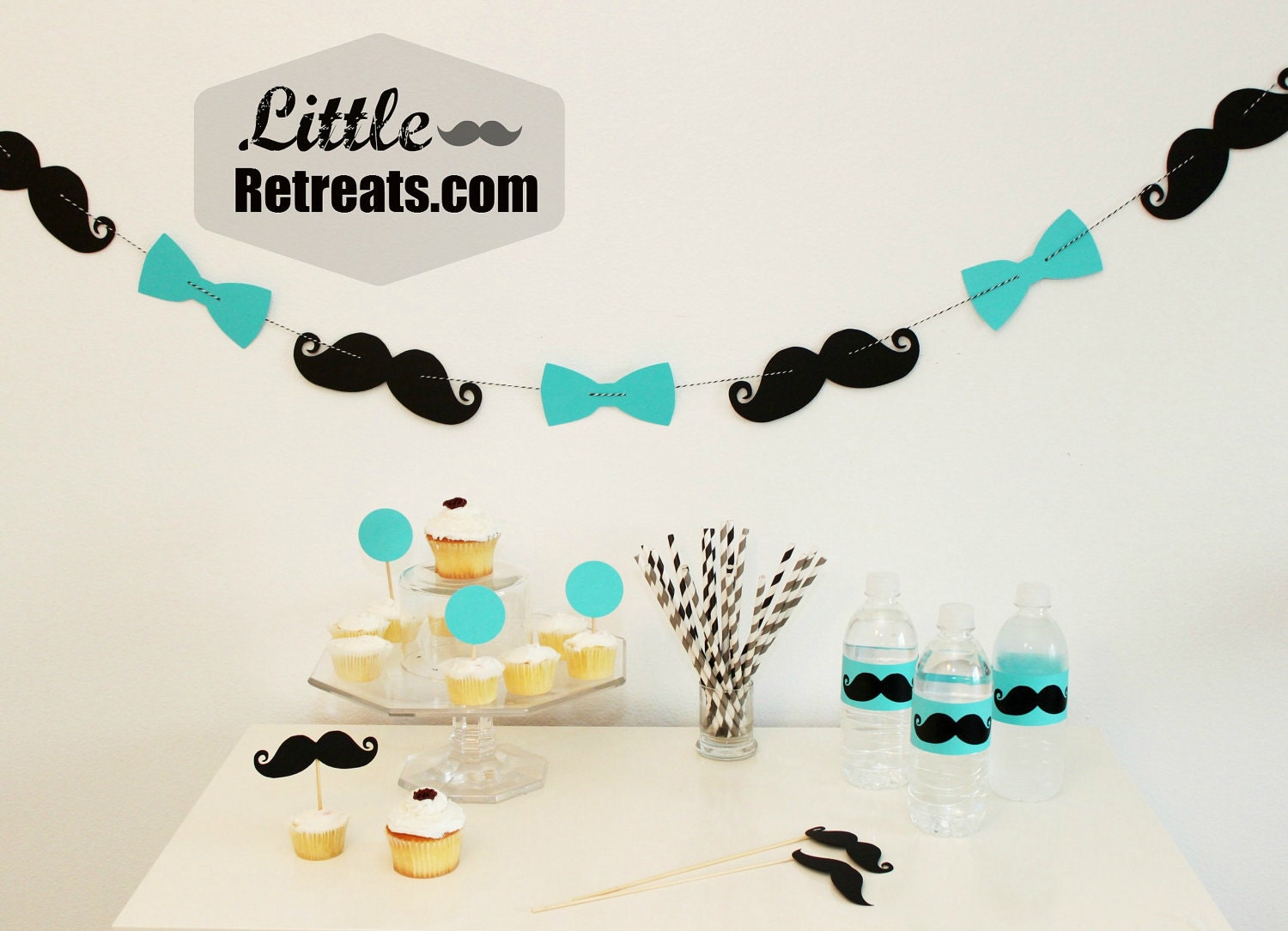 Little Man Bash. Mr Man Birthday. 1st Birthday. Mustache and Bowtie Garland