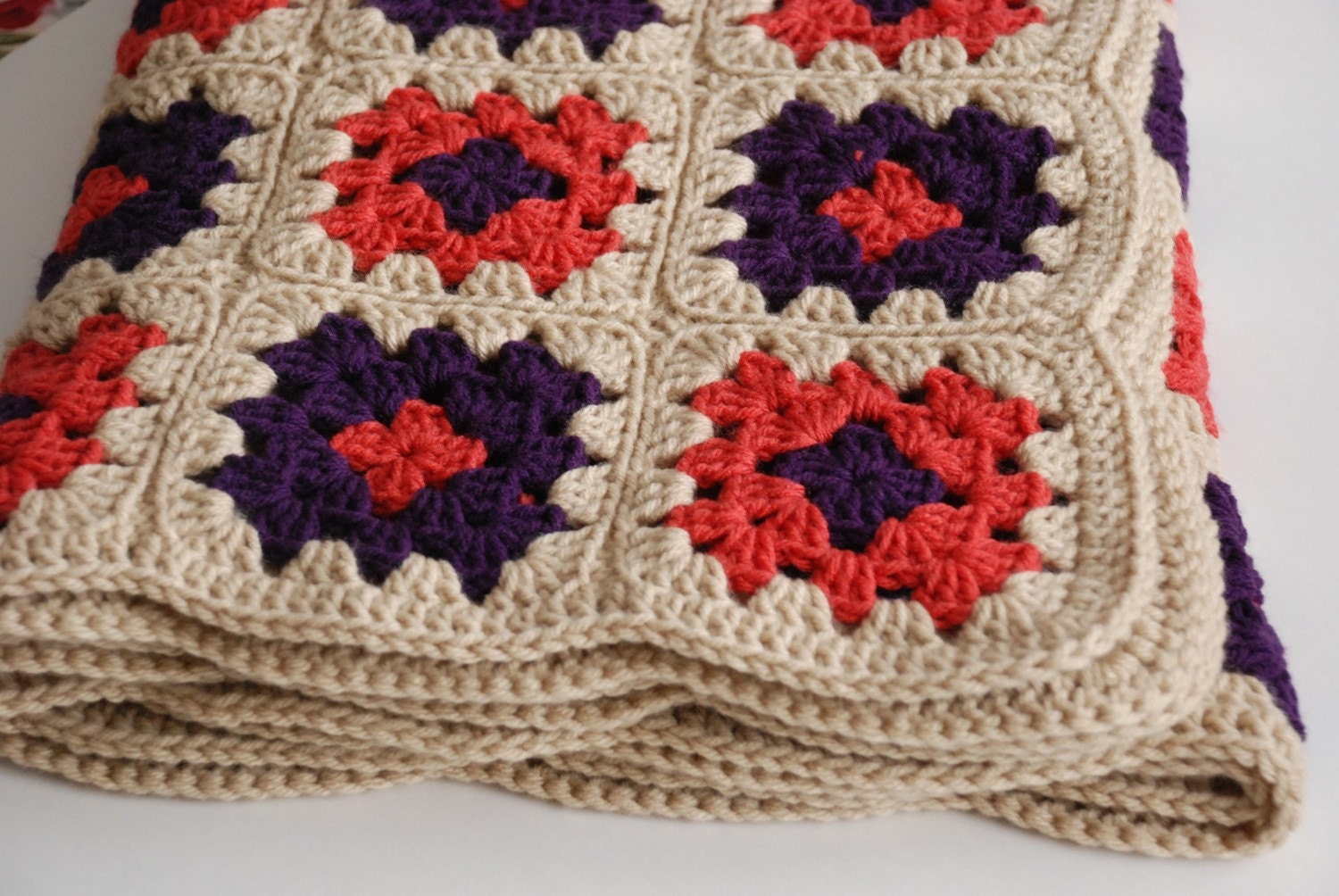Beautiful Crochet Blanket in Granny Square Style