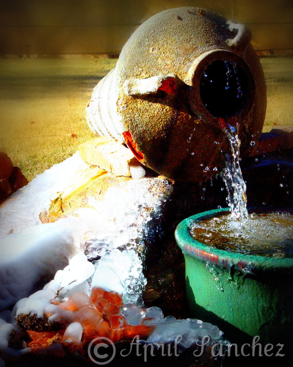 Winter Fountain - Photo Art 16x20 Home Decor