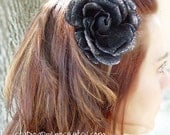 Disco Rose - Black Glitter Rose - Hair Pin