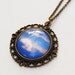 Full Moon pendant necklace glass and antique brass wearable photo art