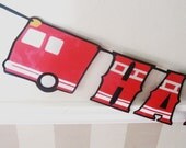 HAPPY BIRTHDAY Banner - Red FIRETRUCK Il_170x135