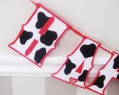 Cowgirl Cowboy HAPPY BiRTHDAY Banner - BLACK and WHiTE COW PRiNT on ReD Il_170x135