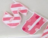 Baby Shower Banner - SUGAR N SPiCE Banner - birth announcement girl Pink stripes and polka dots Il_170x135