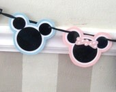 Twin Boy and Girl Minnie and Mickey HAPPY BIRTHDAY Banner - Pink and Blue Polka Dots Il_170x135