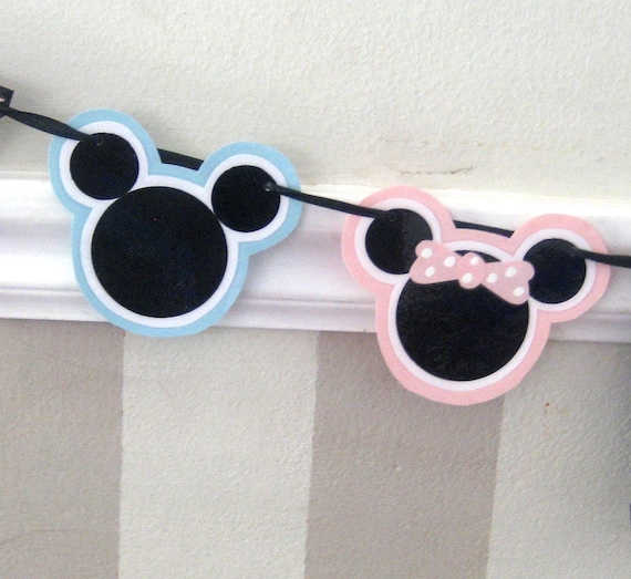 Reserved for barronkrystal - Twin Boy and Girl Minnie and Mickey HAPPY BIRTHDAY Banner - Pink and Blue Polka Dots Il_570xn