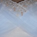 1950's, 32" bust, baby blue and white, pleated and lace edged wedding gown