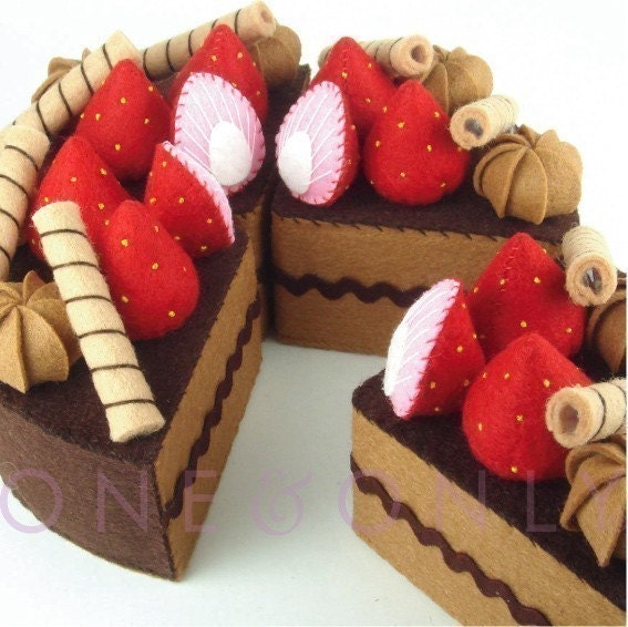 Felt Cake 6 Inch Chocolate Tea Party Cake READY TO SHIP