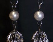 Grey Pearl Victorian Style Earrings