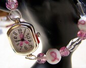 SALE - Pink Beaded Breast Cancer Awareness Watch