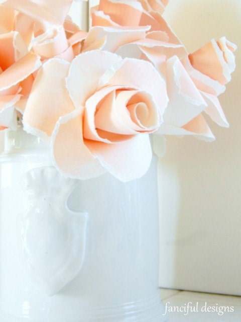 Handmade Paper Flower - Single Rose Wrapped- Light Pink - Valentines Day 