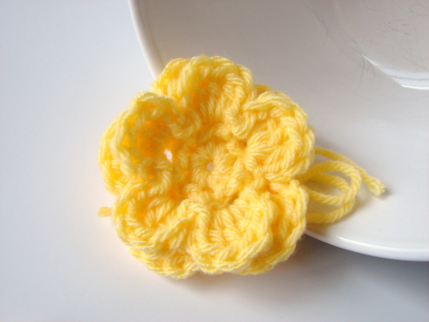 Yellow Crochet Flower Appliques - One - Embellishments Supplies Adornment Floral DIY Craft Project - MADE to ORDER