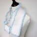 White Ruffle Crochet Scarf Light Blue Frilly Womens Ivory Fashion Long Neck Warmer 4 Inches Wide READY TO SHIP Autumn Fall Fashion