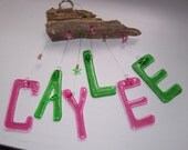 Six Letter Name or Word in Glass Mobile/Wind Chime