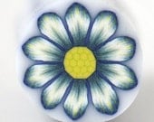 Polymer clay blue and yellow  flower cane