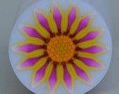 Polymer clay Purple & yellow sun flower cane - By Roni Gur
