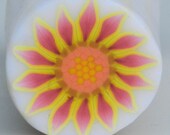Polymer clay Red & yellow sun flower cane - By Roni Gur