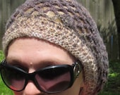 SALE Crochet Hat Slouchy Beret in Wool Blend Bohemian Look