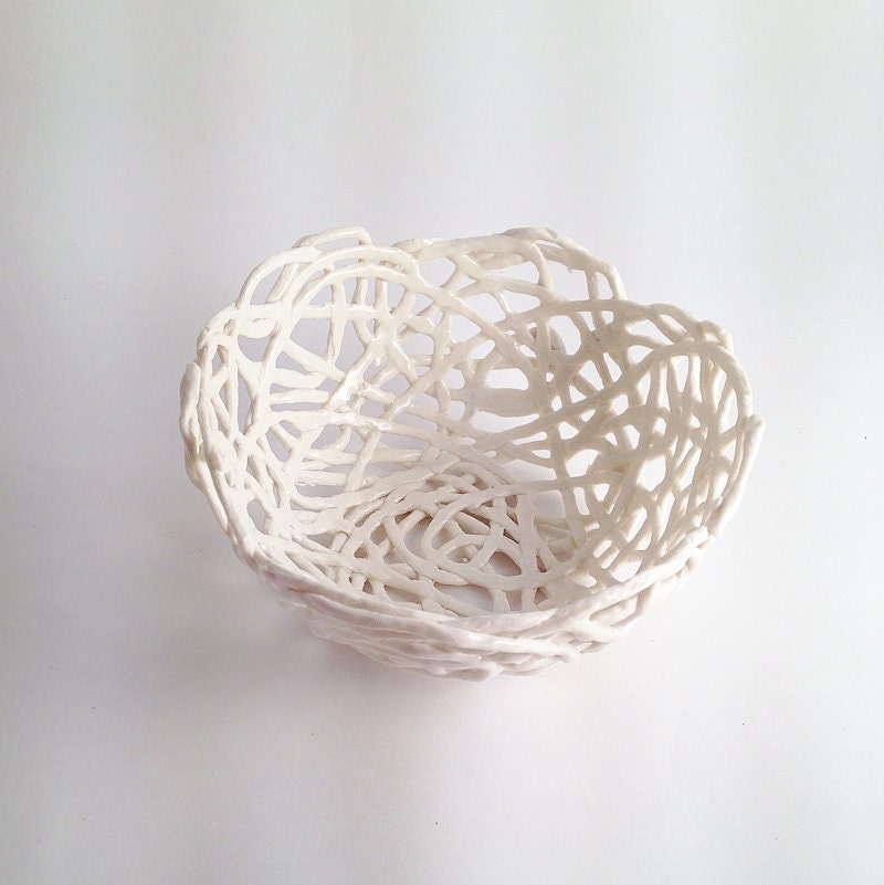 Porcelain Paperclay Filigree Bowl in white - Porcelain paperclay - lofficina