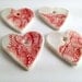 4 Red Laced Hearts - Limoges Porcelain Pendants Red
