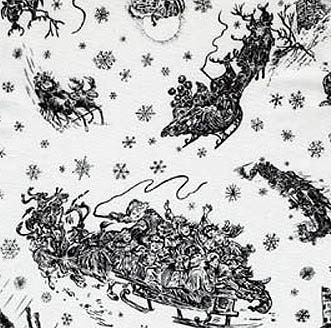 Maywood Christmas Eve Toile Christmas Black White 1 and half yard Fabric LAST