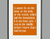 Pride and Prejudice - Mr. Darcy on Falling in Love Quote Print 5 x 7