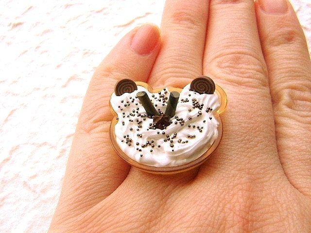 Ice Cream Ring Chocolate Roll Cake Candy Sticks Miniature Food Jewelry