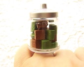 Chocolate Ring Green Tea Chocolate Miniature Food Jewelry Candy In A Jar