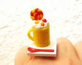 Kawaii Food Ring Ice Cream Sundae  Lollipop Miniature Food Jewelry
