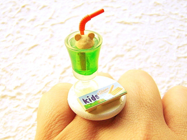 Miniature Food Ring Float Bread Sticks Kawaii Food Jewelry