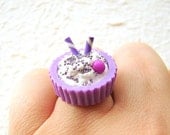 Food Ring Grape Cup Vanilla Ice Cream Miniature Food Kawaii Jewelry