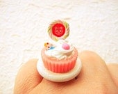 Kawaii Ice Cream Ring Bear Lollipop Miniature Food Jewelry