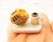 Kawaii Ring  Coffee Cookies Miniature Food Jewelry