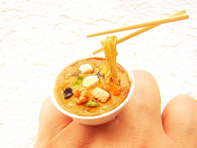 Kawaii Cute Japanese Food Ring Floating  Champon - Japanese Noodle Dish