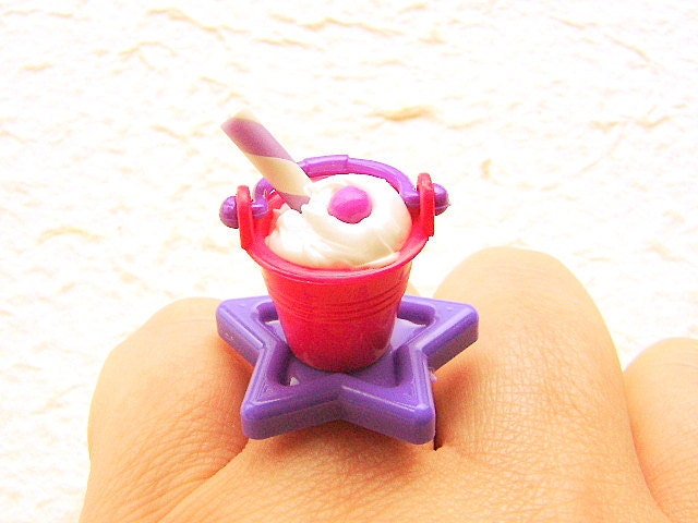 Food Ring Cake Miniature Food Jewelry Ice Cream And Candy Sundae