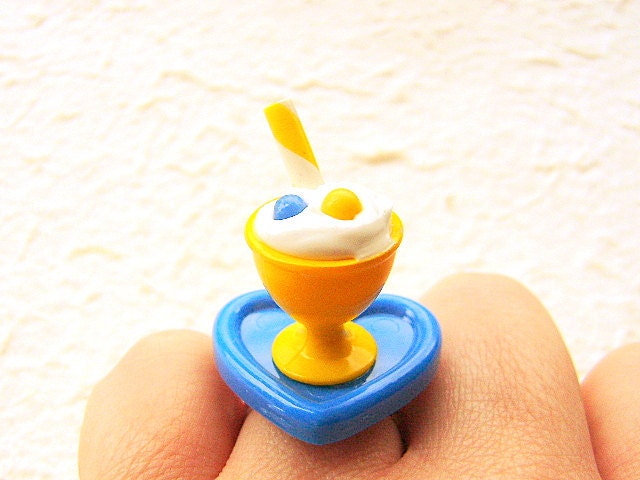 Miniature  Food Ring Cake Candy Ice Cream Sundae  Miniature Food Jewelry