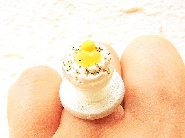 Miniature Food Ring Candy Vanilla Ice Cream  Food Jewelry